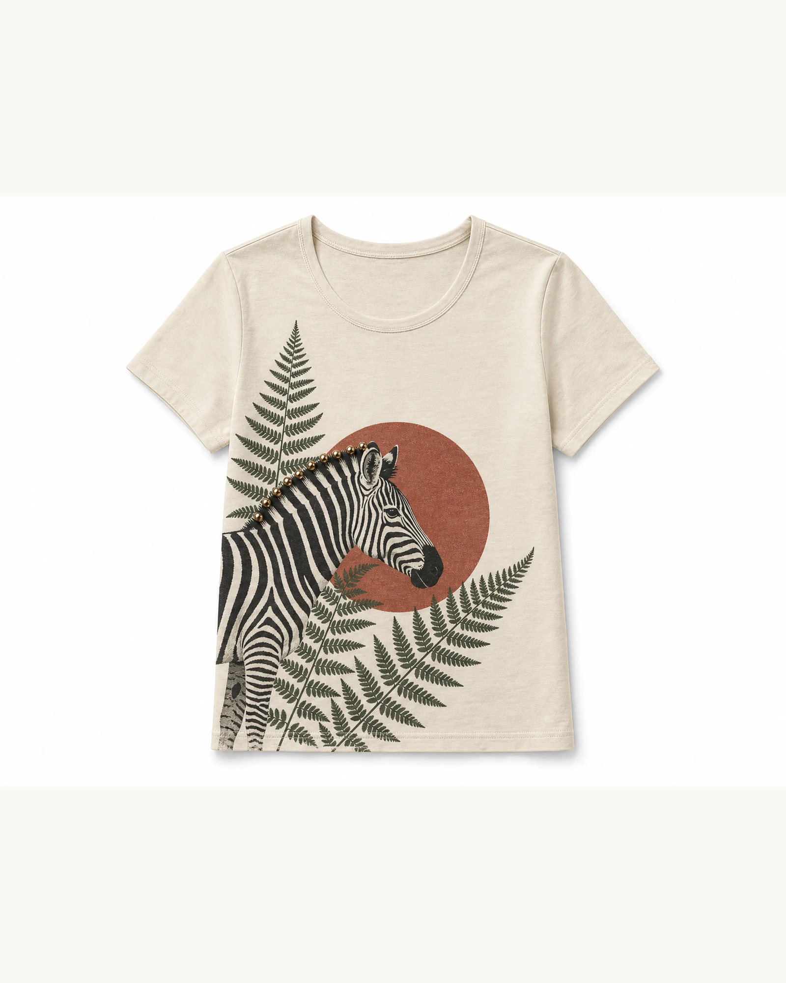 Sand Women’s Zebra Botanical Graphic T-Shirt flat product view