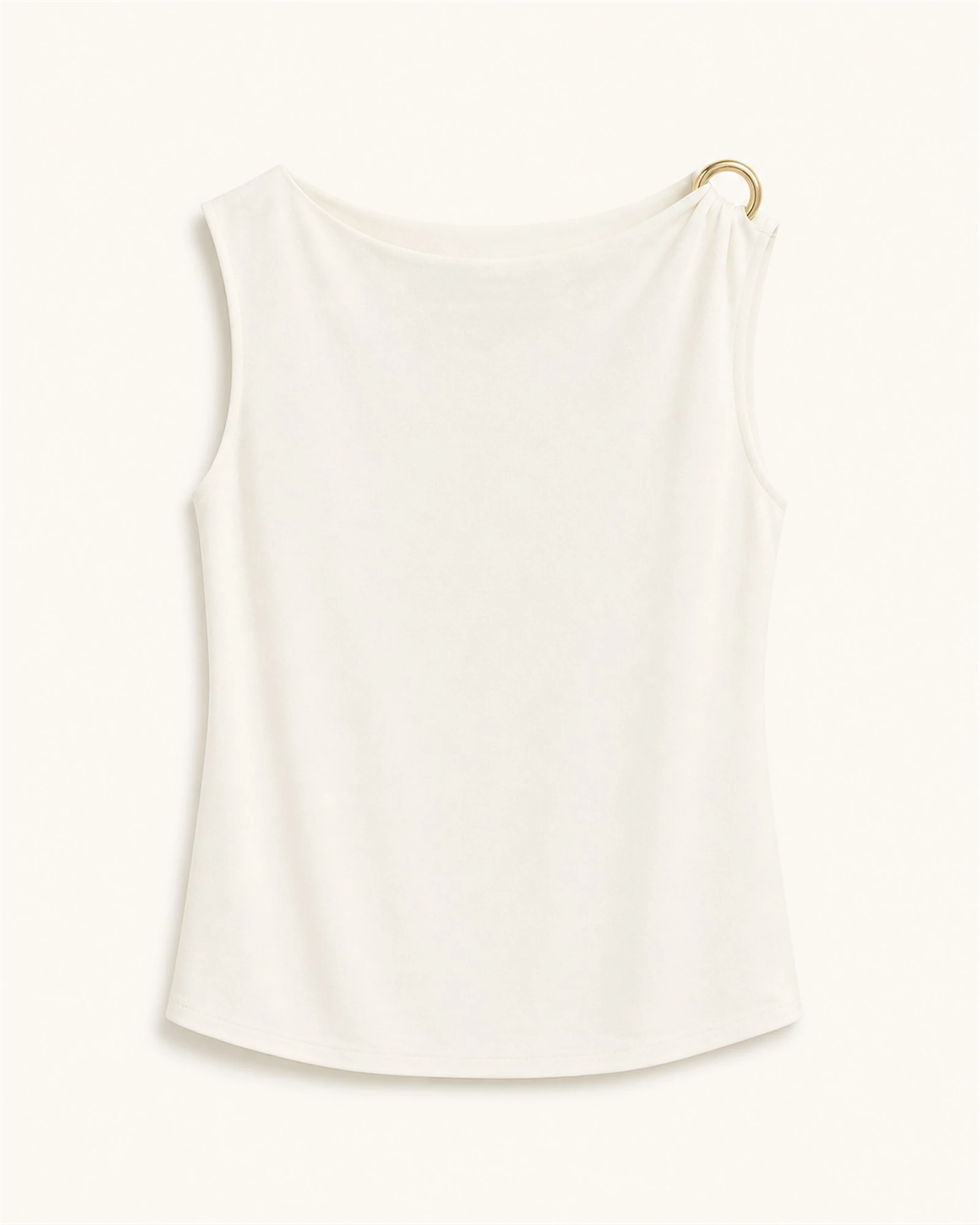 Custom Women’s Apparel Manufacturer Women’s asymmetric tank top with double gold rings