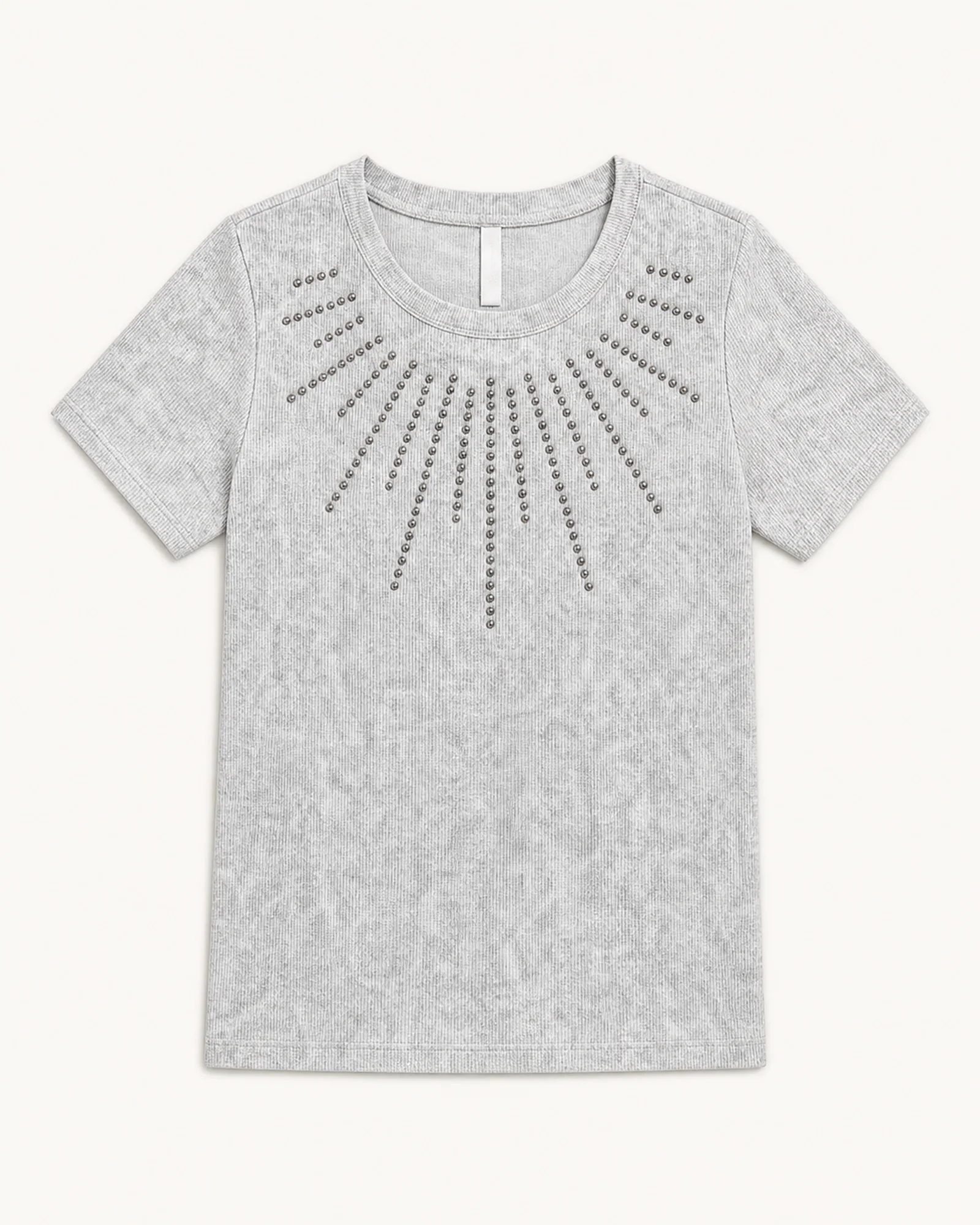 Custom Women’s Apparel Manufacturer Women’s studded rib crew-neck T-shirt