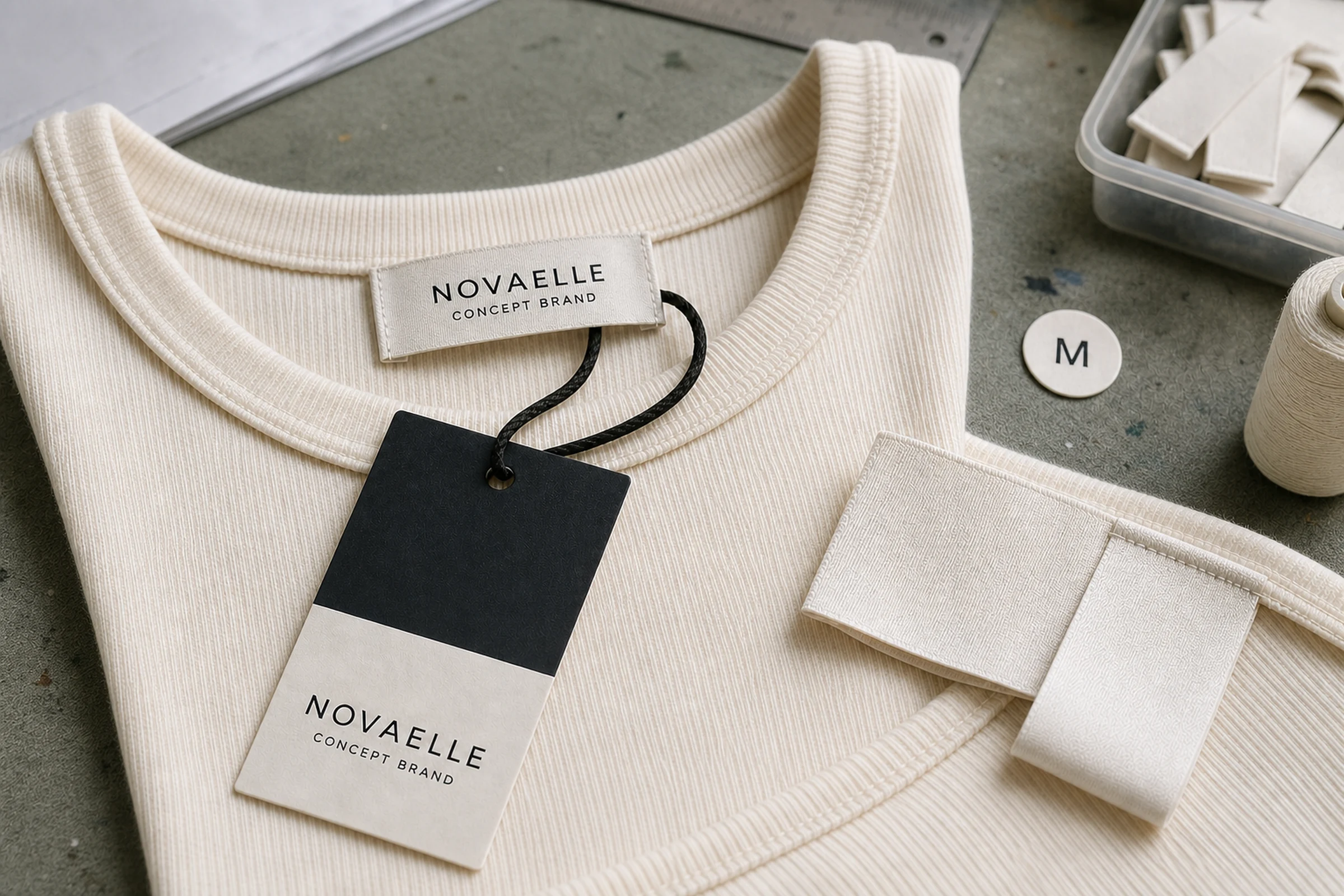 Private Label Women’s T-Shirts Illustrative private label and hangtag presentation for a women's T-shirt