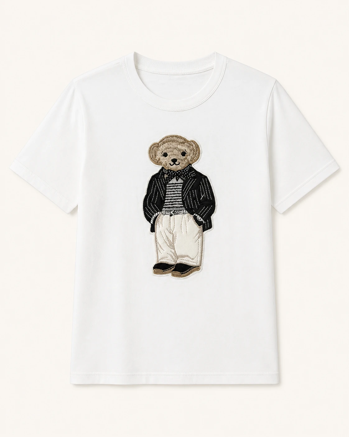 Color-development presentation for the VTTS-0028 pinstripe bear T-shirt