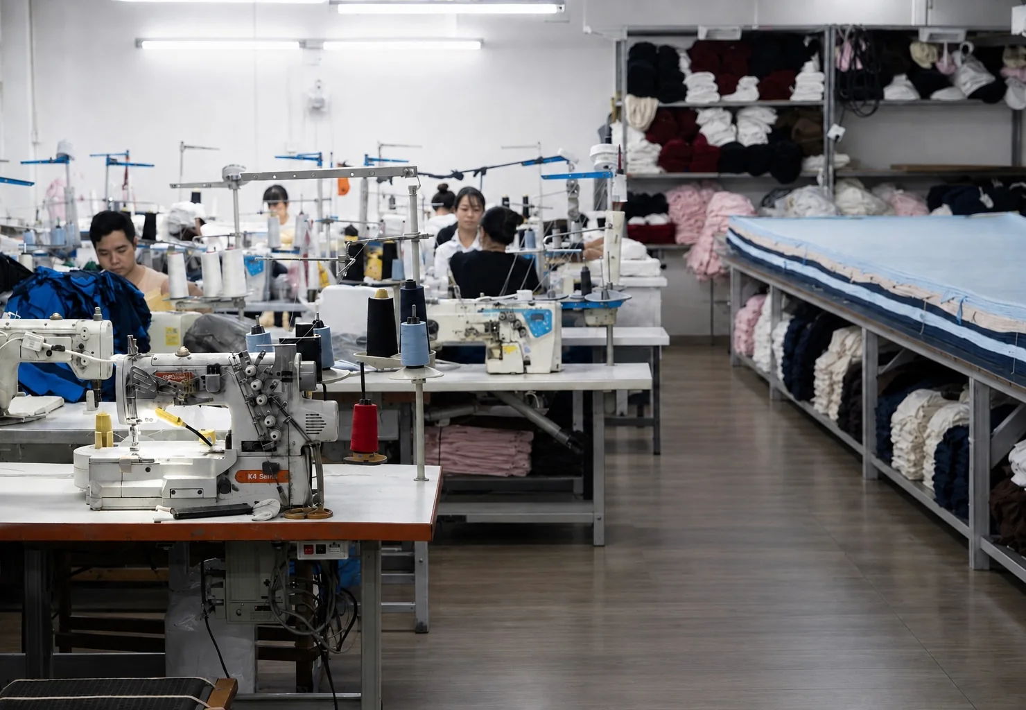 About Vanty Garment — Women’s Apparel Manufacturer Garment production workshop with industrial sewing workstations