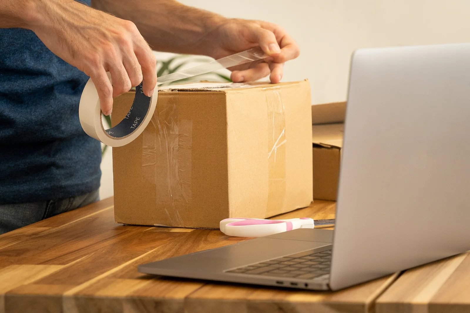 Women’s T-Shirt Sampling and Development Parcel sealed for courier shipment and sample confirmation