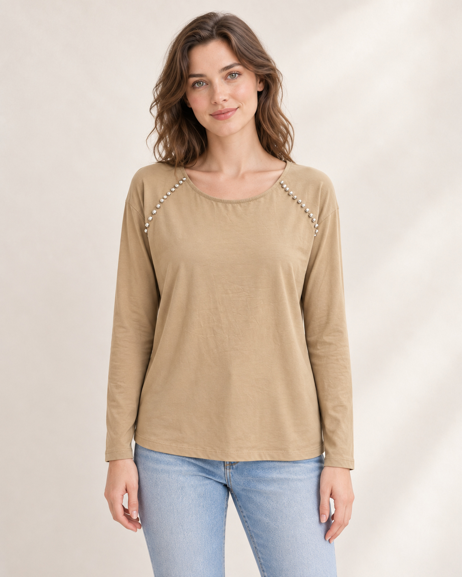 Custom Women's Long-Sleeve Top VTLS-0004 — VTLS-0004 VTLS-0004 women's long-sleeve top, model view