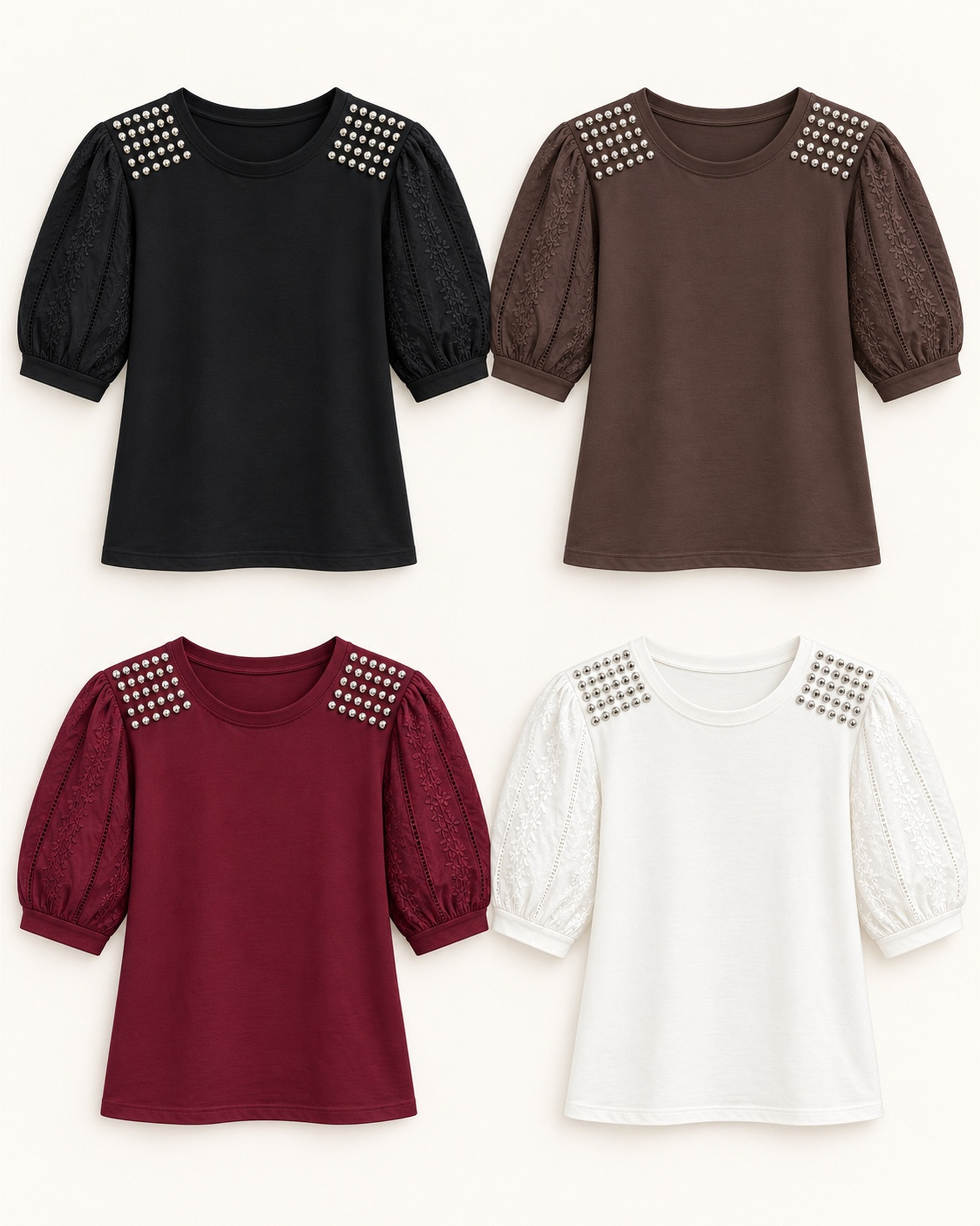 VTTS-0051 T-shirt color options: black, chocolate brown, burgundy and white